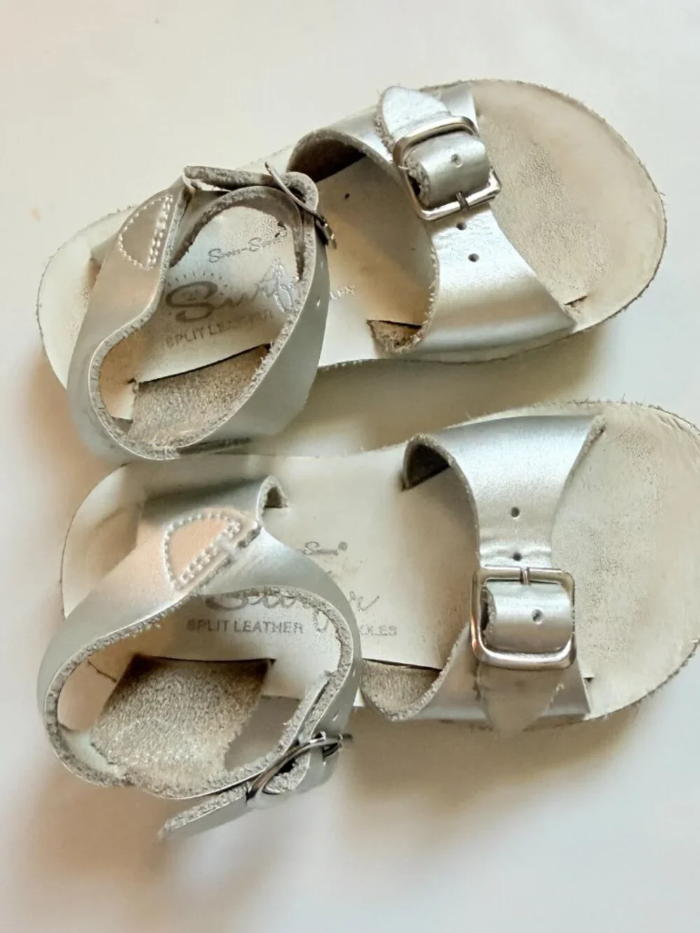 Salt Water Sandals Sun-San Surfer Metallic Silver Toddler Size 6